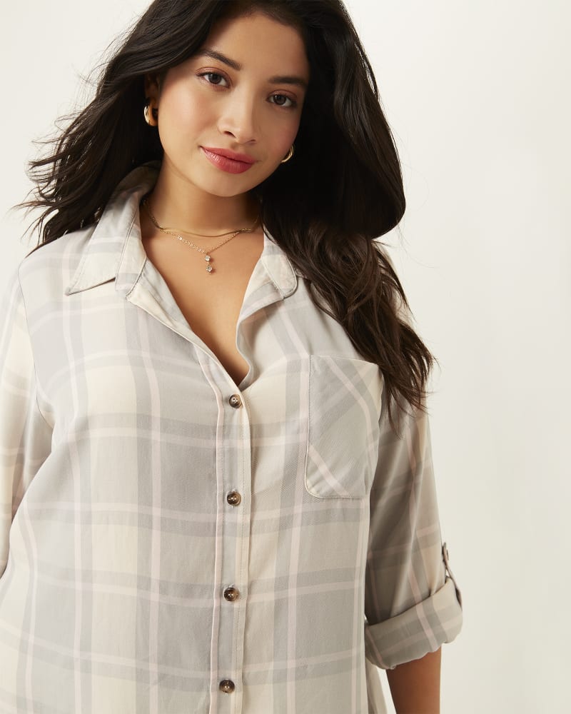 Front of plus size Maxine Plaid Button-Down Shirt by Molly&Isadora | Dia&Co | dia_product_style_image_id:171295